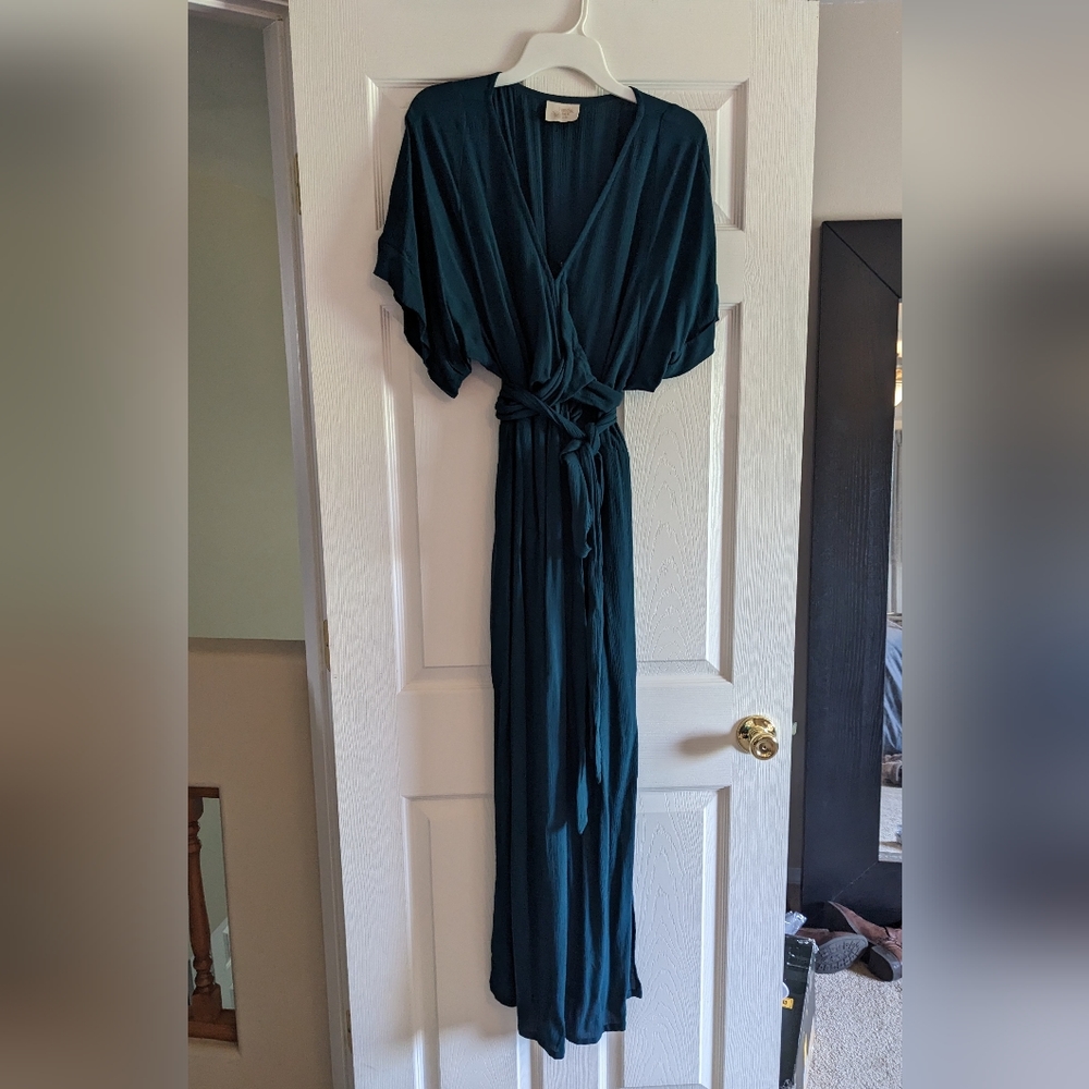 Hazel & Folk Melody Wrap Dress in Teal, size L/XL